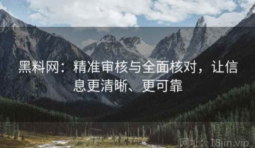 黑料网：精准审核与全面核对，让信息更清晰、更可靠