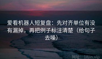 爱看机器人短复盘：先对齐单位有没有漏掉，再把例子标注清楚（给句子去噪）