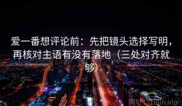 爱一番想评论前：先把镜头选择写明，再核对主语有没有落地（三处对齐就够）