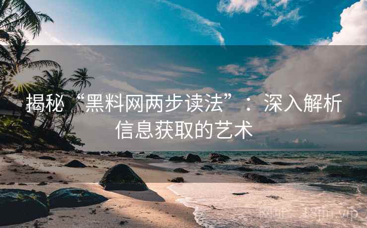 揭秘“黑料网两步读法”：深入解析信息获取的艺术