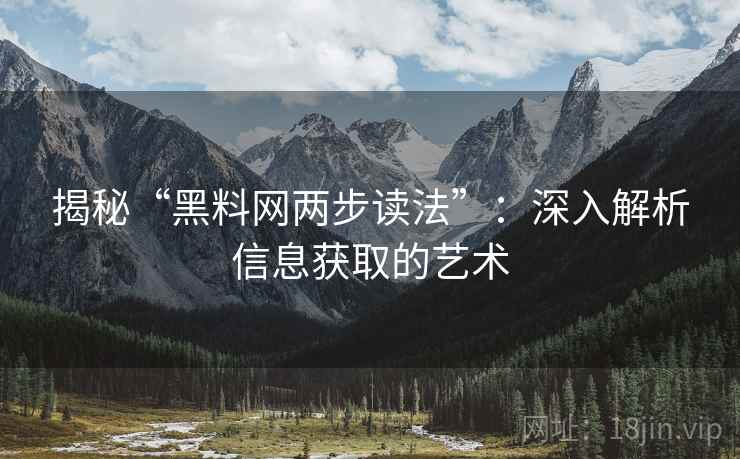 揭秘“黑料网两步读法”：深入解析信息获取的艺术