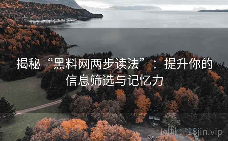 揭秘“黑料网两步读法”:提升你的信息筛选与记忆力 揭秘“黑料网两步读法”:提升你的信息筛选与记忆力